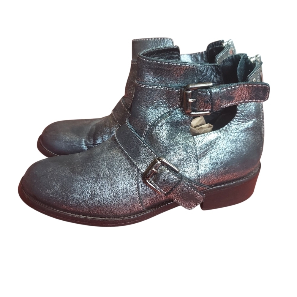Steven by Steve Madden Italian Leather Buckle Moto Ankle Boots 37 Made in Italy - Picture 4 of 15